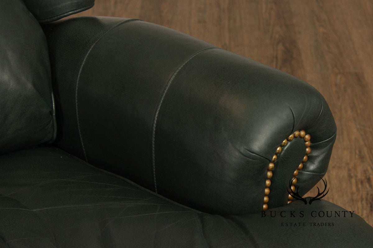 Hancock and Moore Leather Recliner Lounge Chair and Ottoman