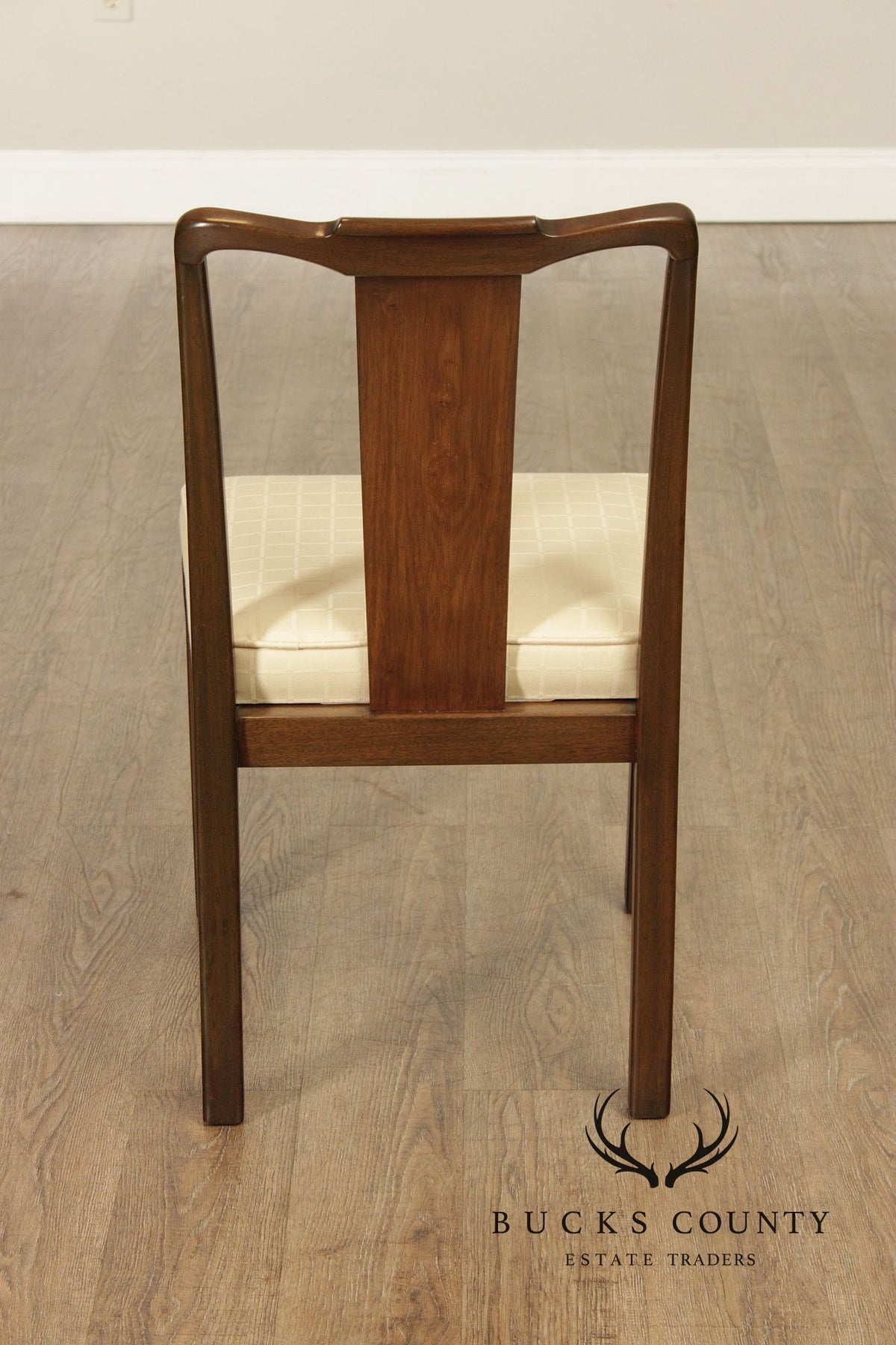 Mid Century Asian Influenced Set of Six Mahogany Dining Chairs