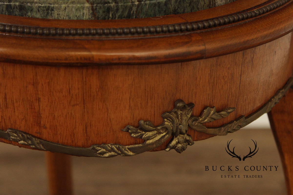 French Louis XV Style Marble Top Pedestal Side Table