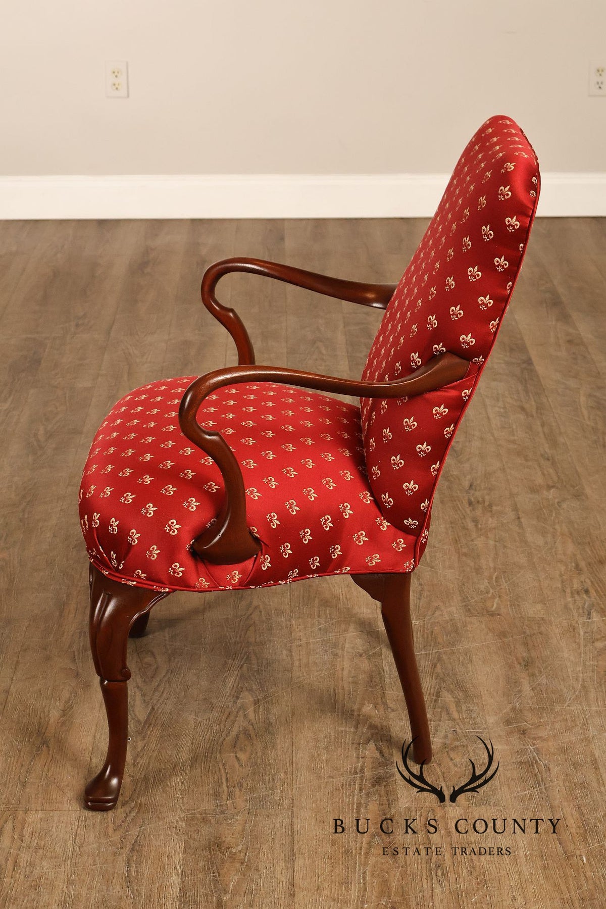 Queen Anne Style Mahogany Library Armchair