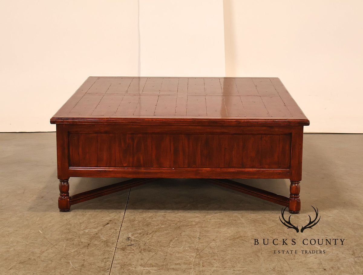 Bausman & Company Rustic Wood Square Coffee Table With Four Drawers