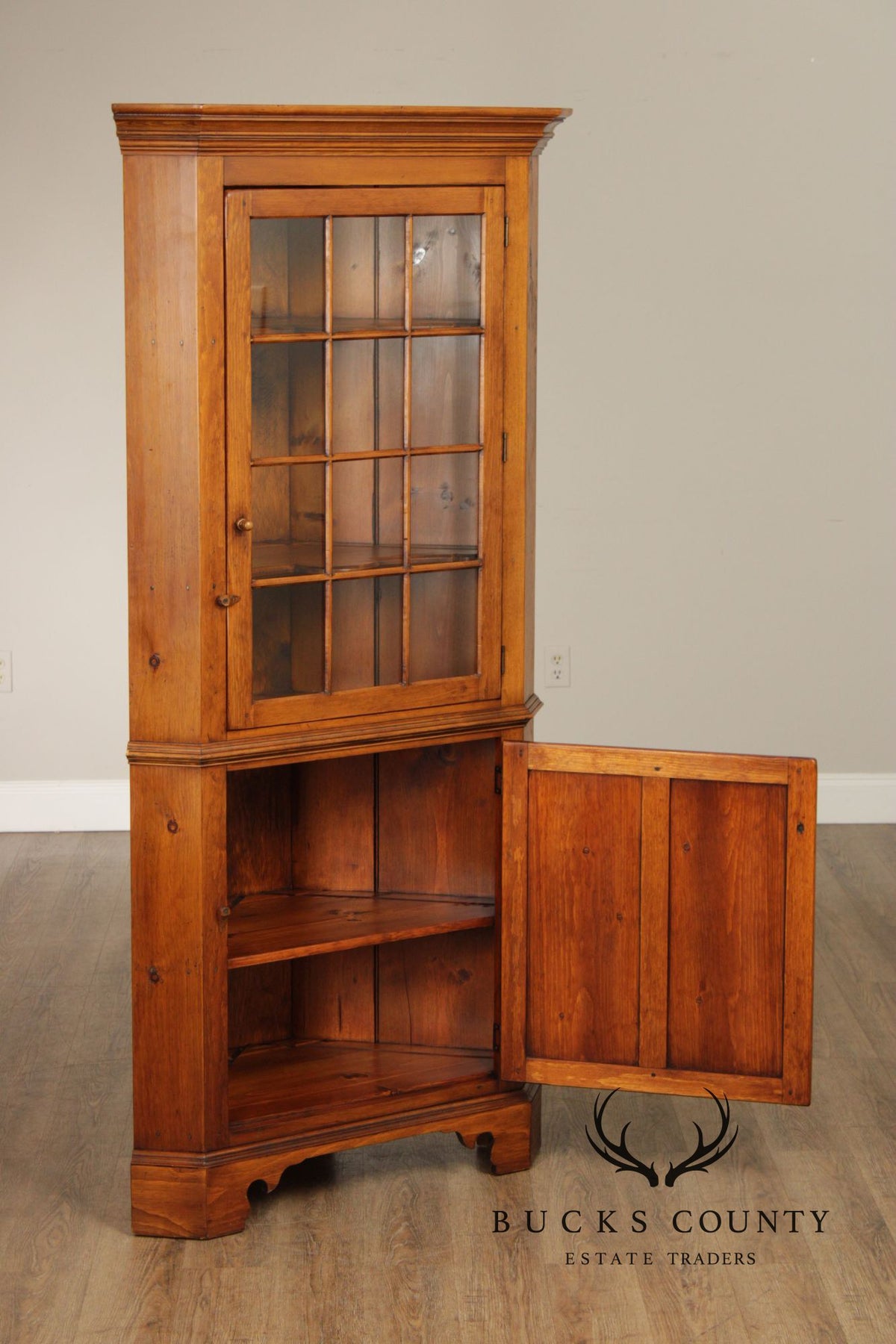 Custom Crafted Solid Pine Farmhouse Corner Cabinet
