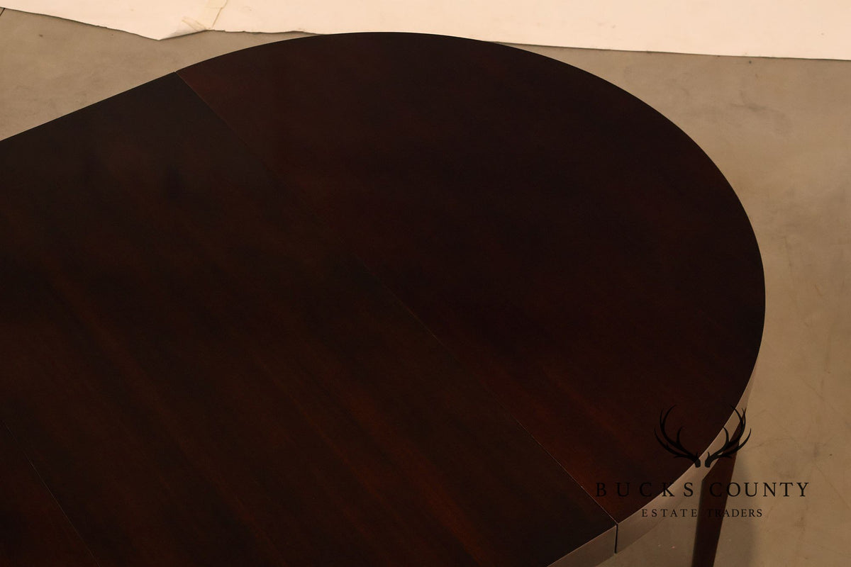 Dunbar Mid Century Modern Round Mahogany Extension Dining Table With Three Leaves