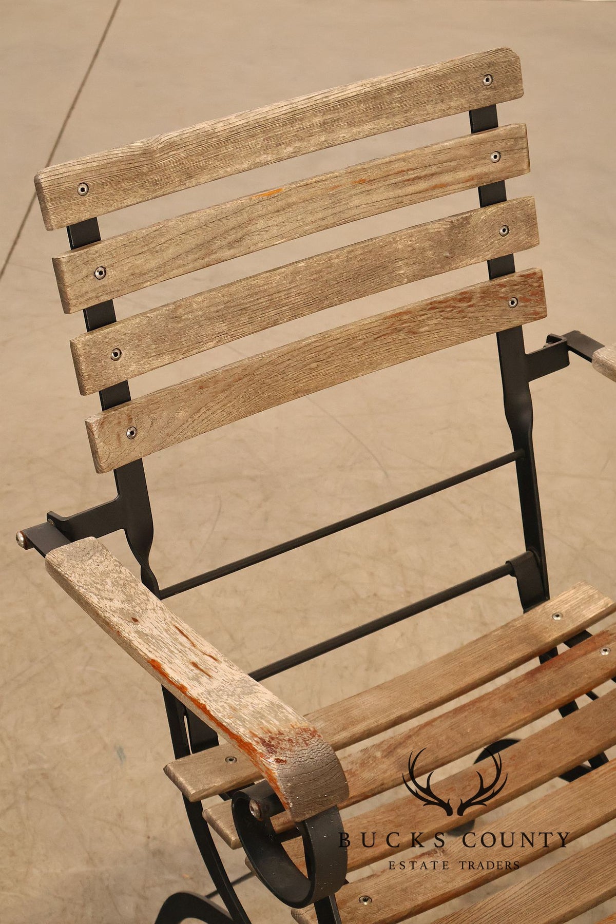 French Style Teak and Wrought Iron Five-Piece Bistro Set
