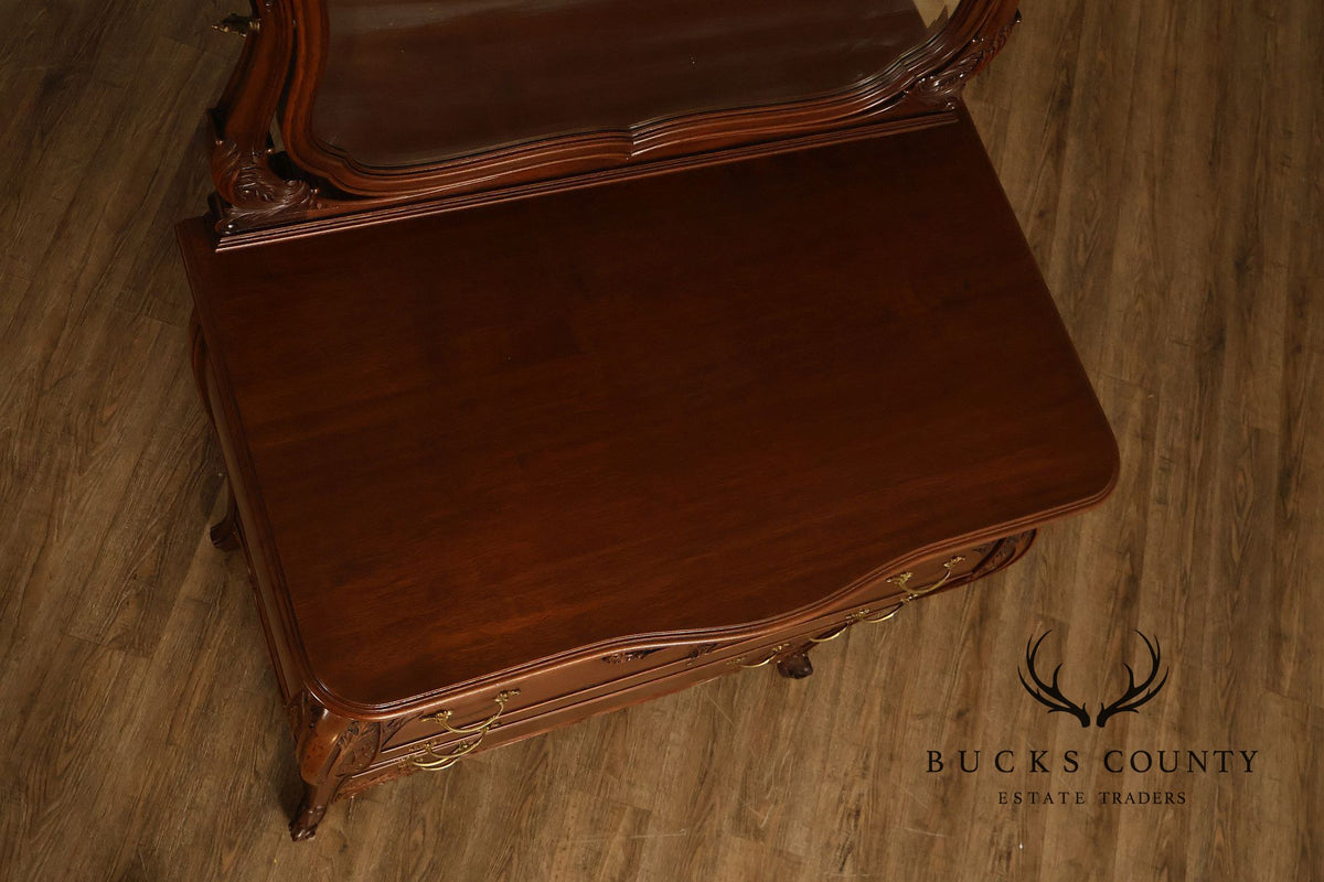 Antique R. J. Horner Carved Mahogany High Chest Of Drawers With Mirror