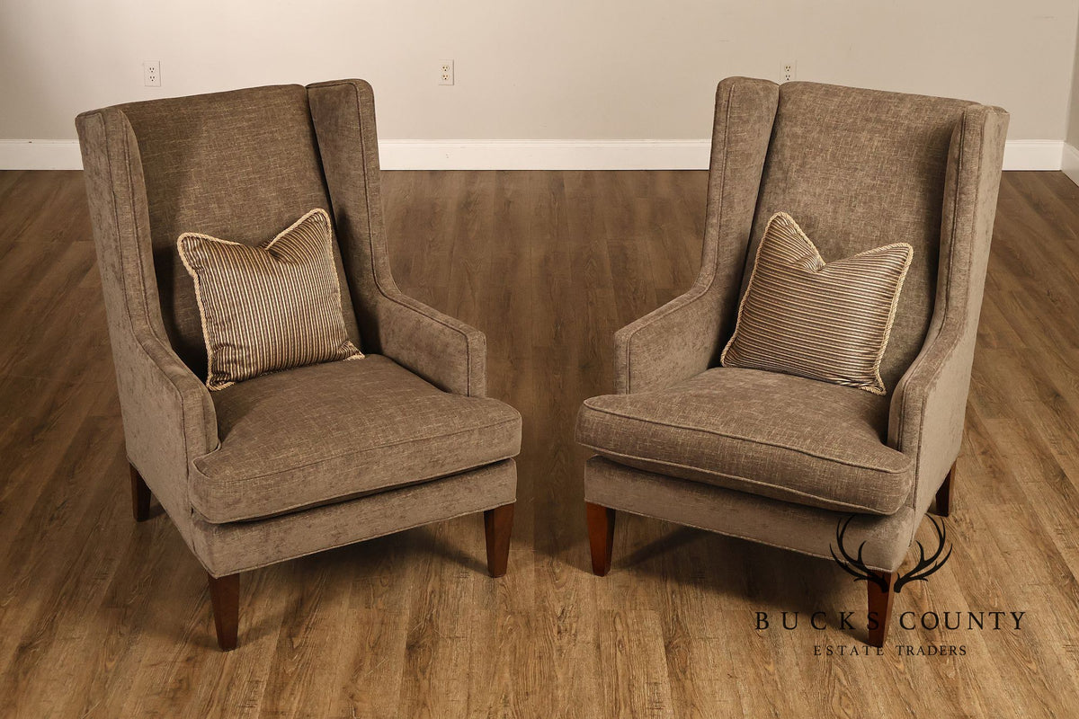Hickory White Transitional Style Pair of High Back Wing Chairs