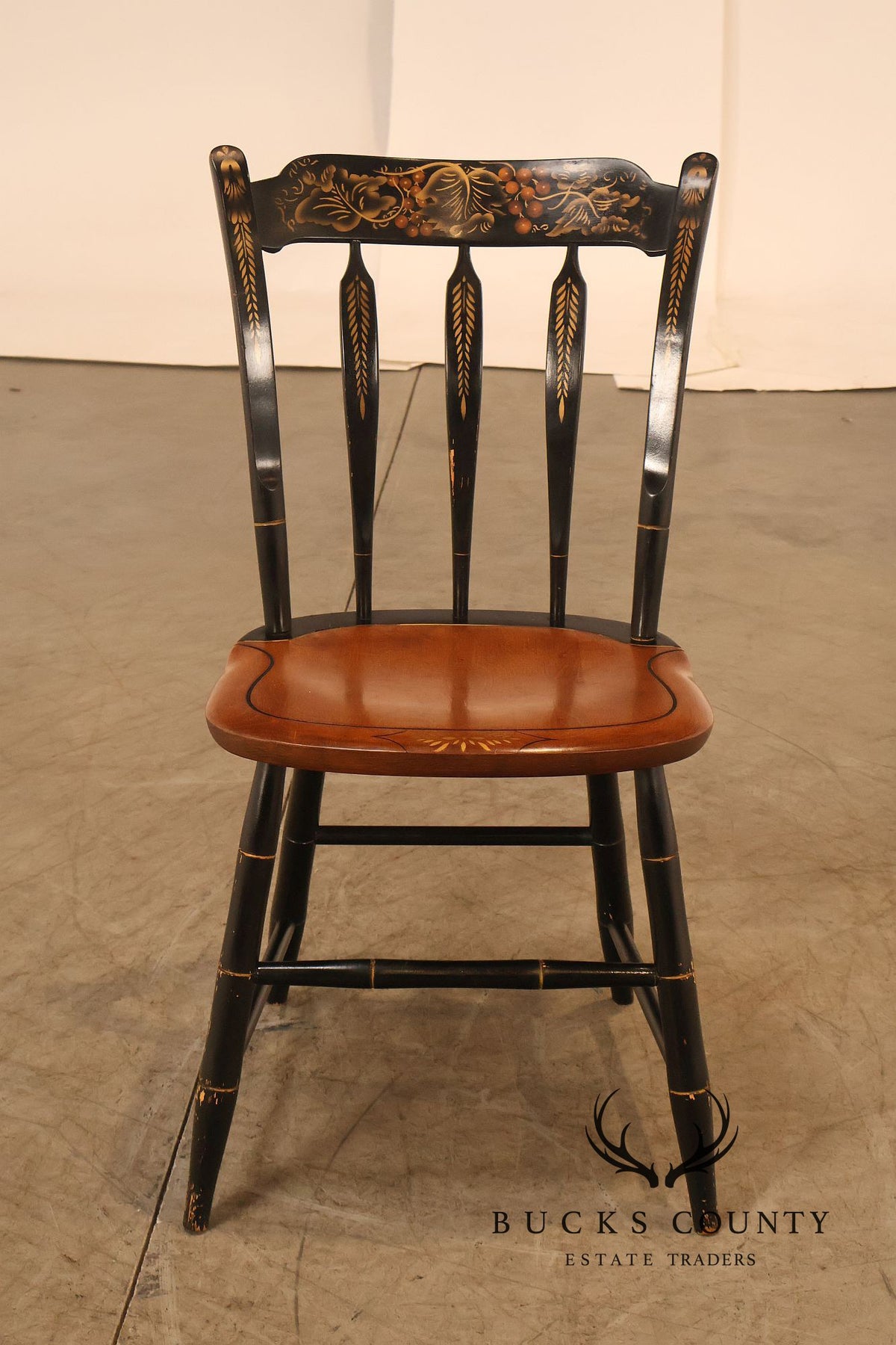 L. Hitchcock Pair of Paint Decorated Side Chairs