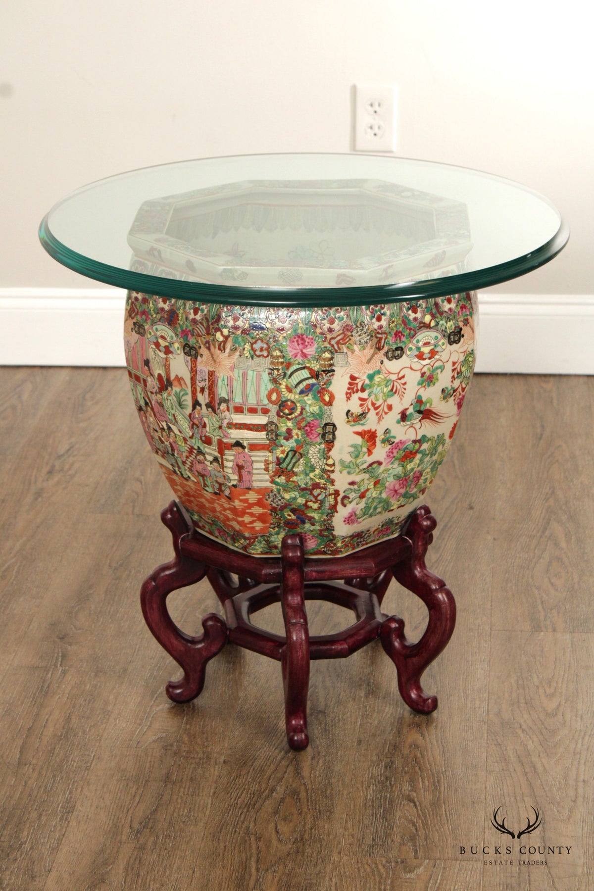 Chinese Famille Rose Enameled Porcelain Fishbowl Planter