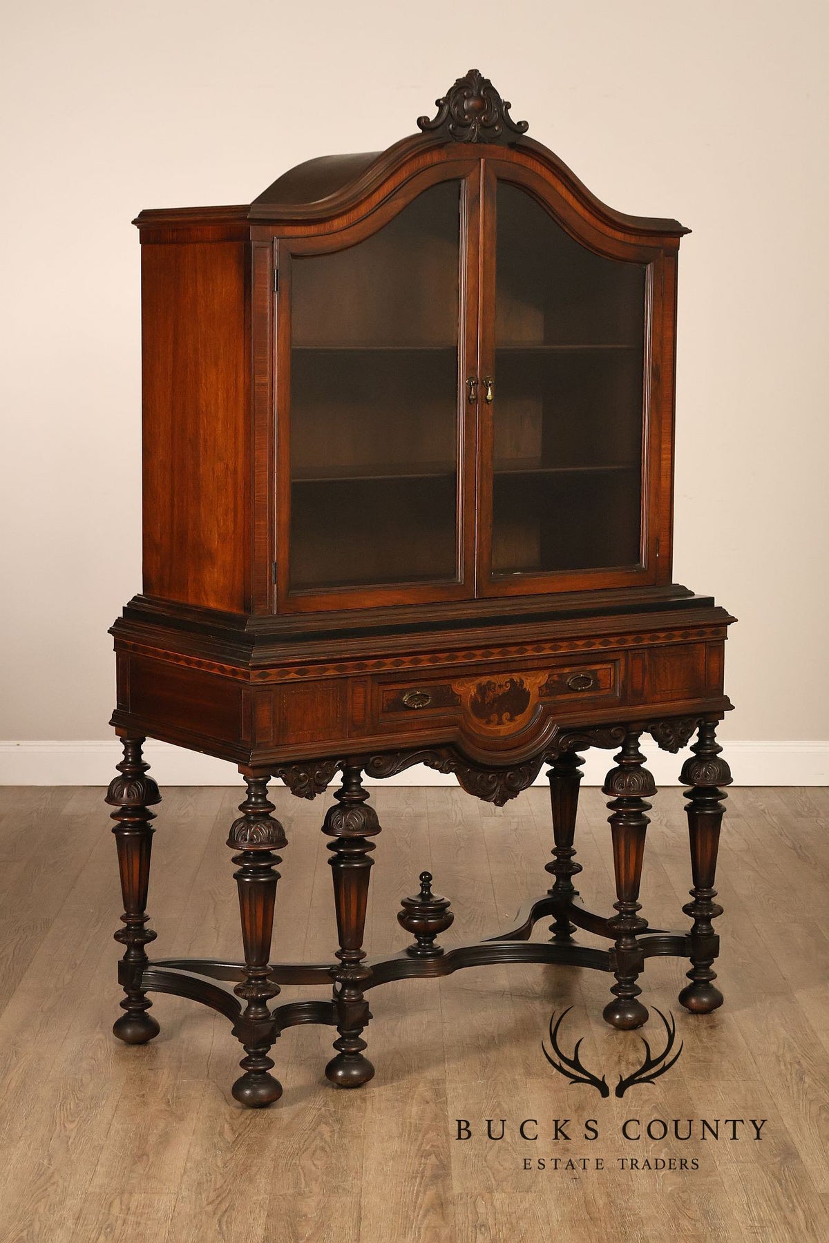 Rockford Republic Furniture Company 1920's Walnut China Display Cabinet