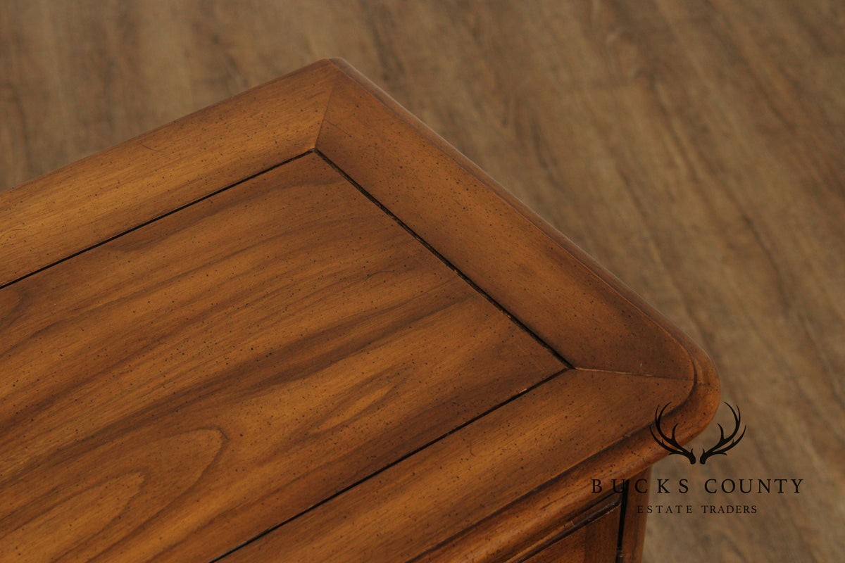 French Provincial Style Vintage Narrow Walnut Console Cabinet