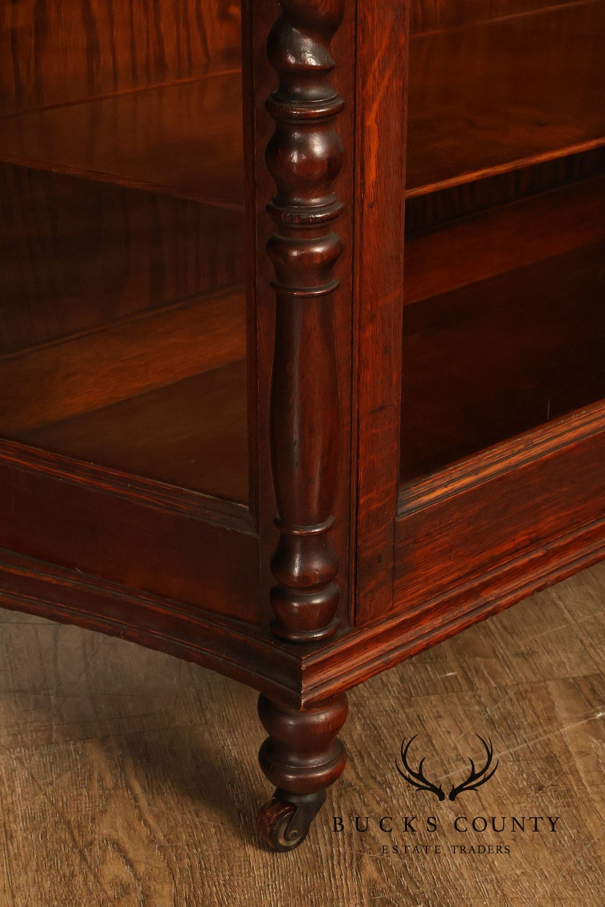 Antique Barley Twist Oak Glass Display Cabinet