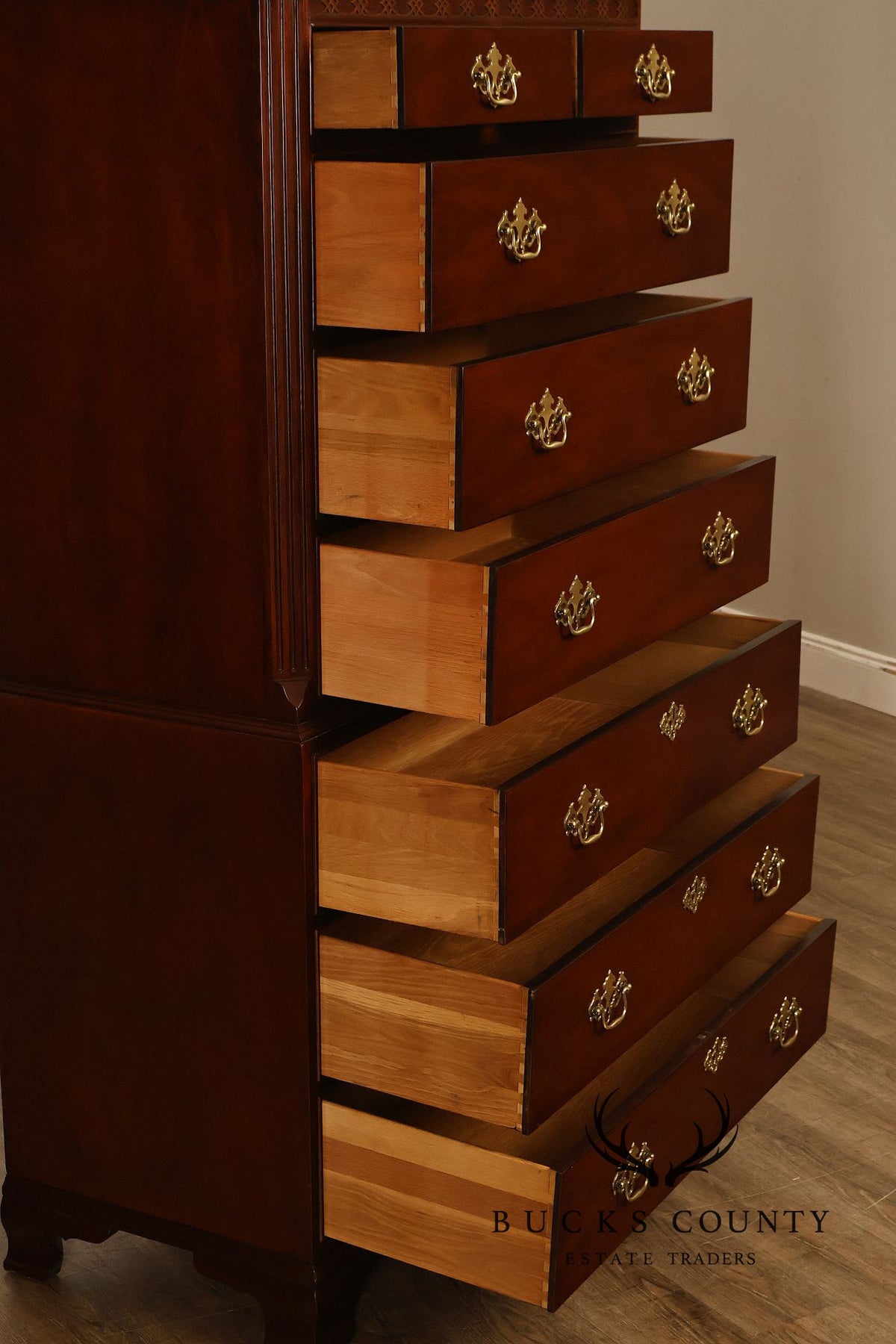 Baker Chippendale Style Mahogany Chest On Chest Highboy