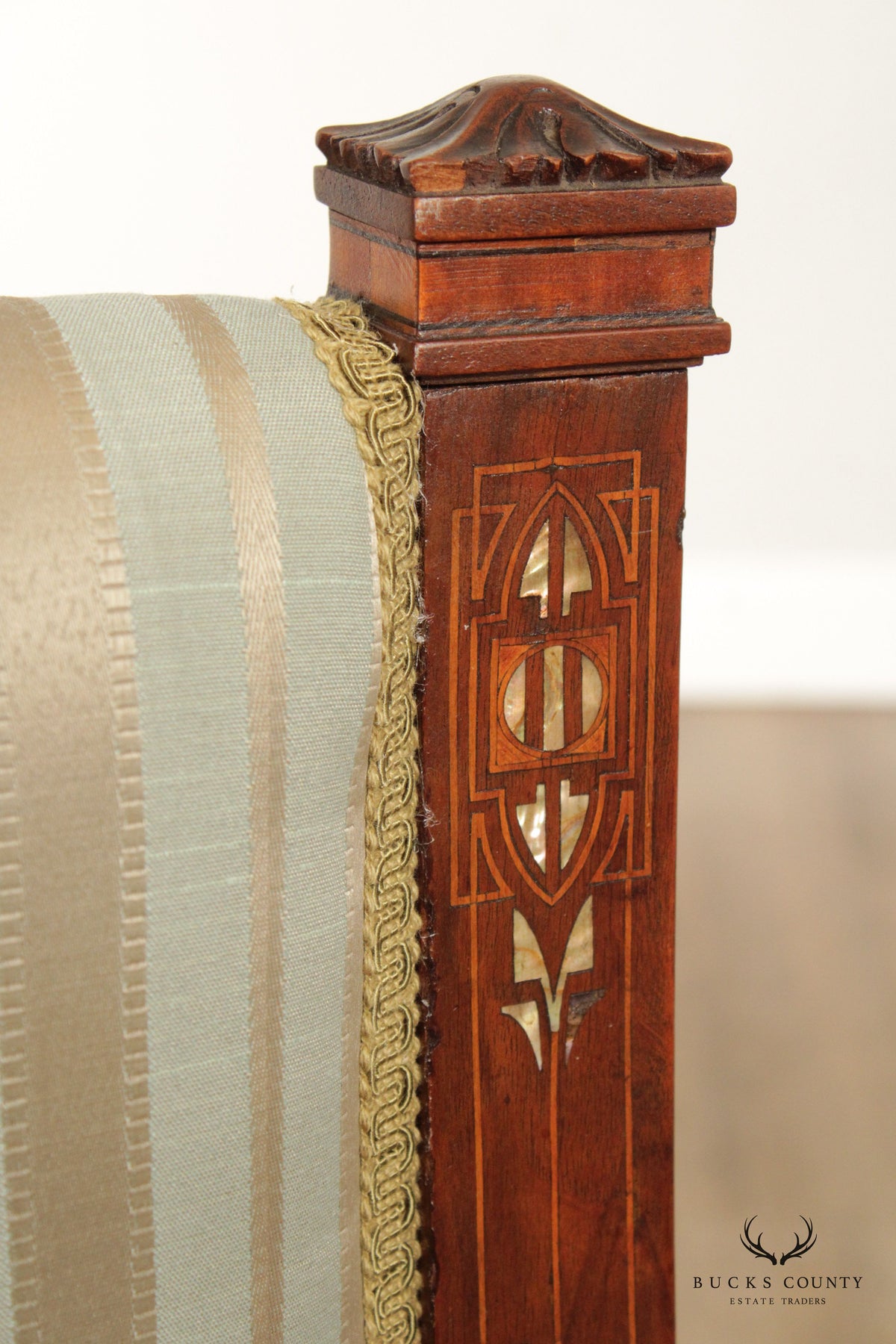 Antique Arts & Crafts Mother of Pearl Inlay Parlor Chair