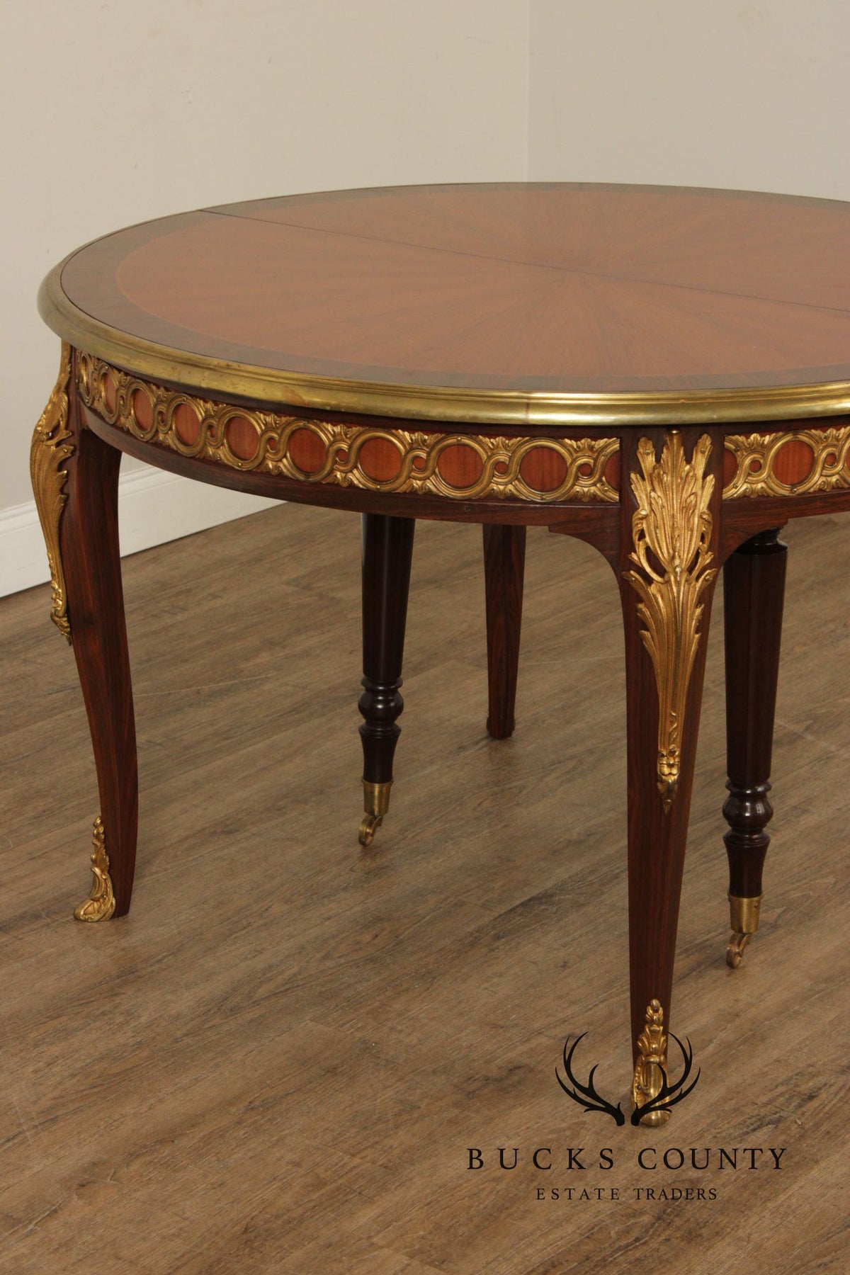 French Louis XV Style Ormolu Mounted Round Expandable Dining Table