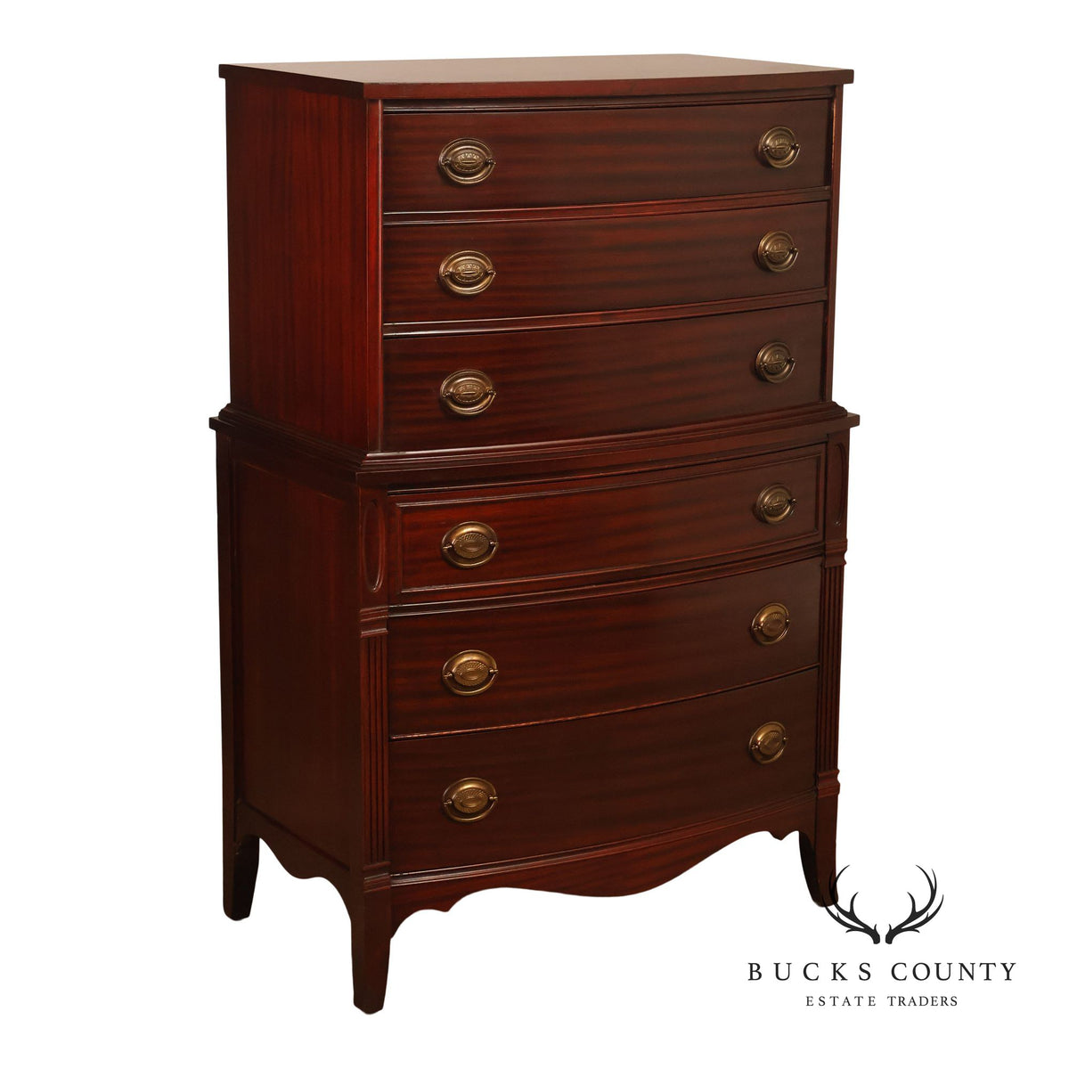 1940s Hepplewhite Style Mahogany Chest On Chest