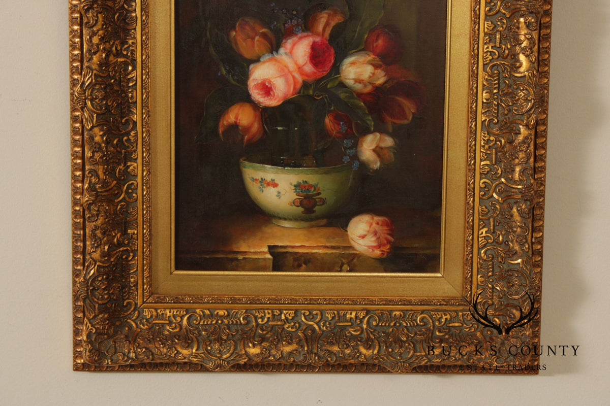 Giltwood Framed Still-Life Print, Signed