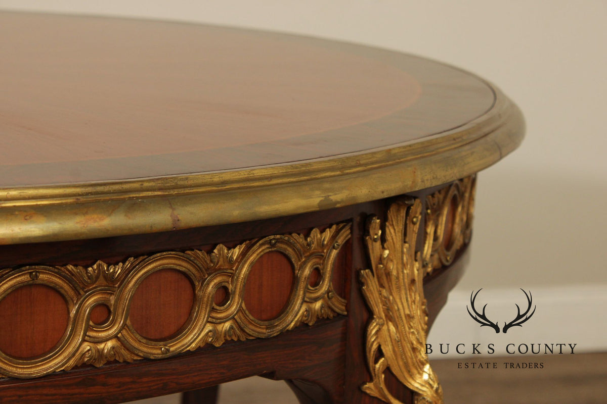 French Louis XV Style Ormolu Mounted Round Expandable Dining Table