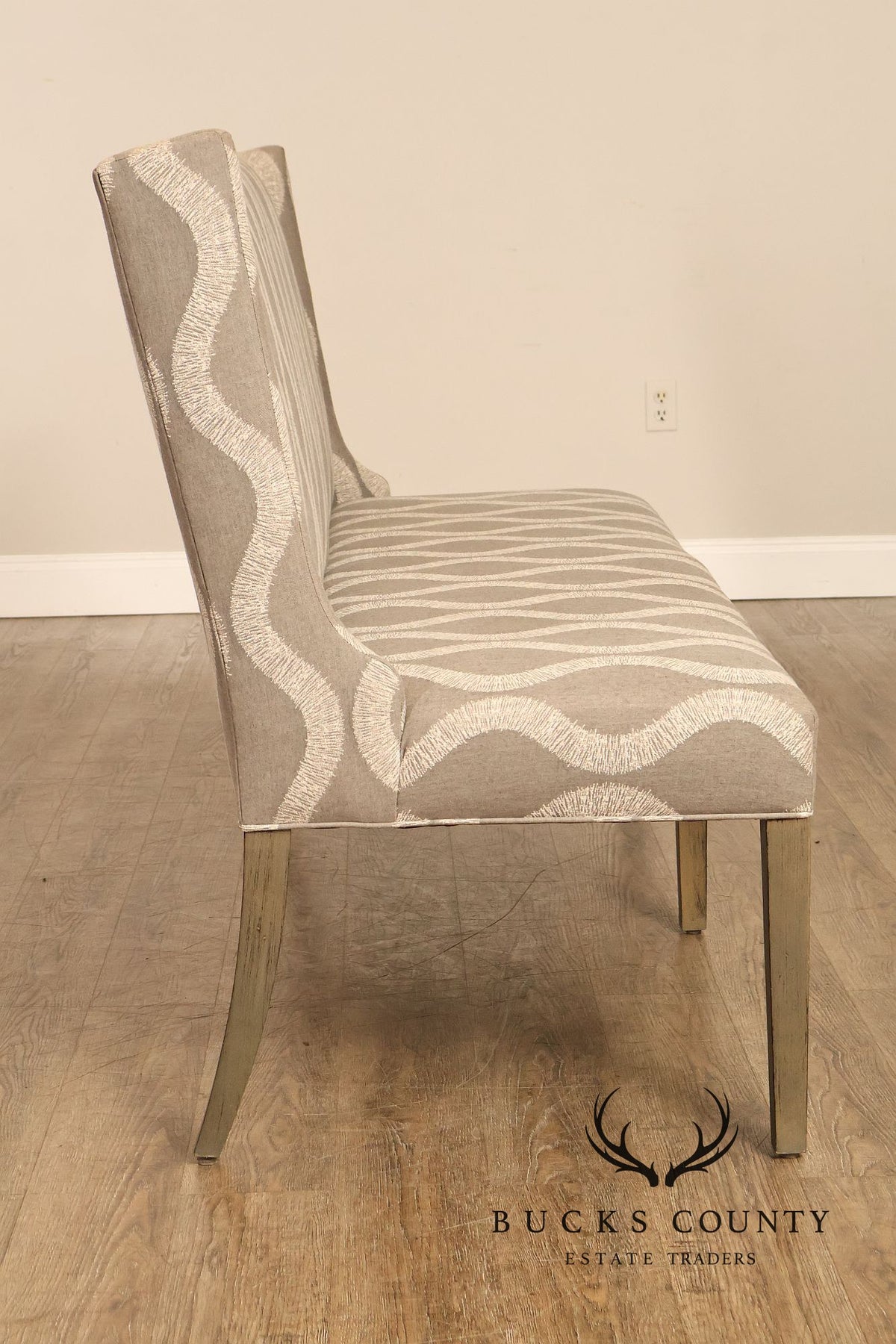 Bassett Brooke Collection Wing Back Banquette Geometric Upholstered Bench