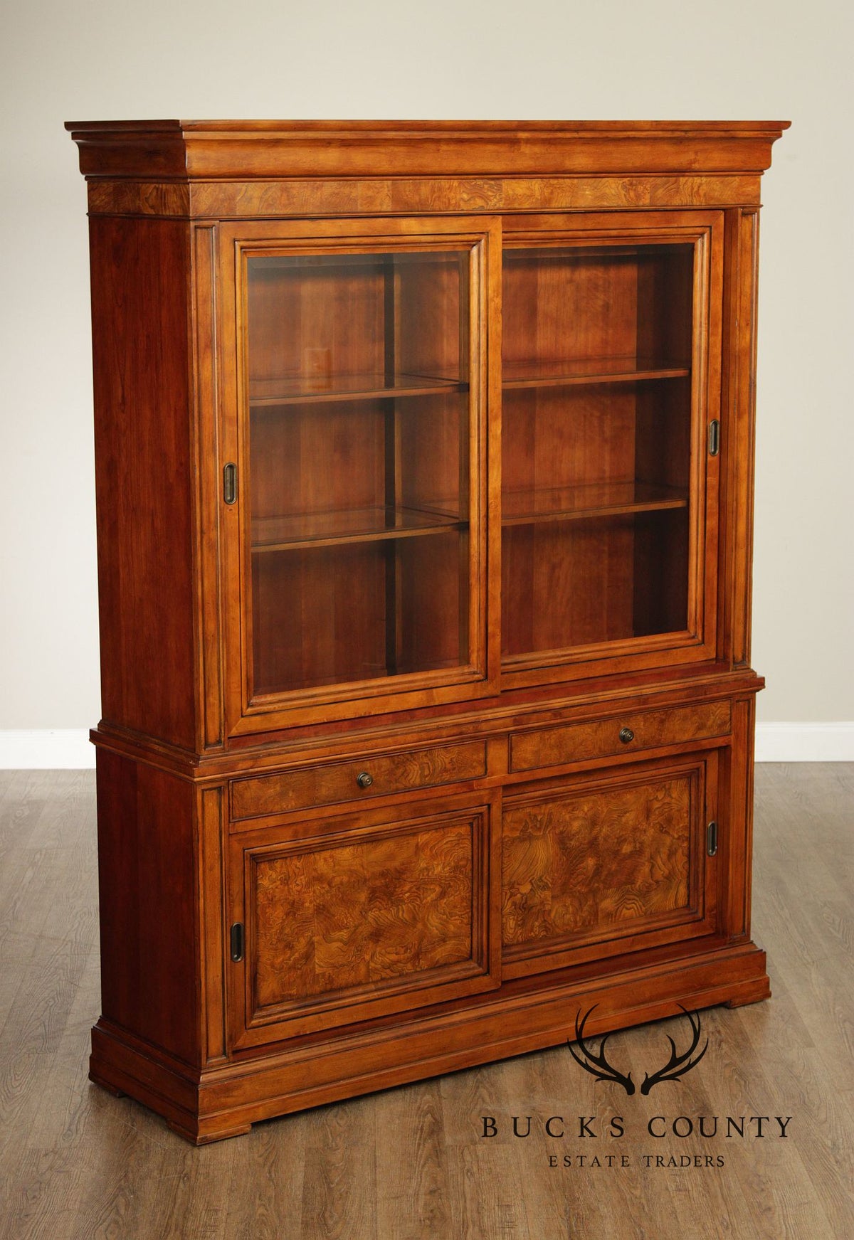 Ethan Allen Louis Philippe Style Burl Wood China Cabinet