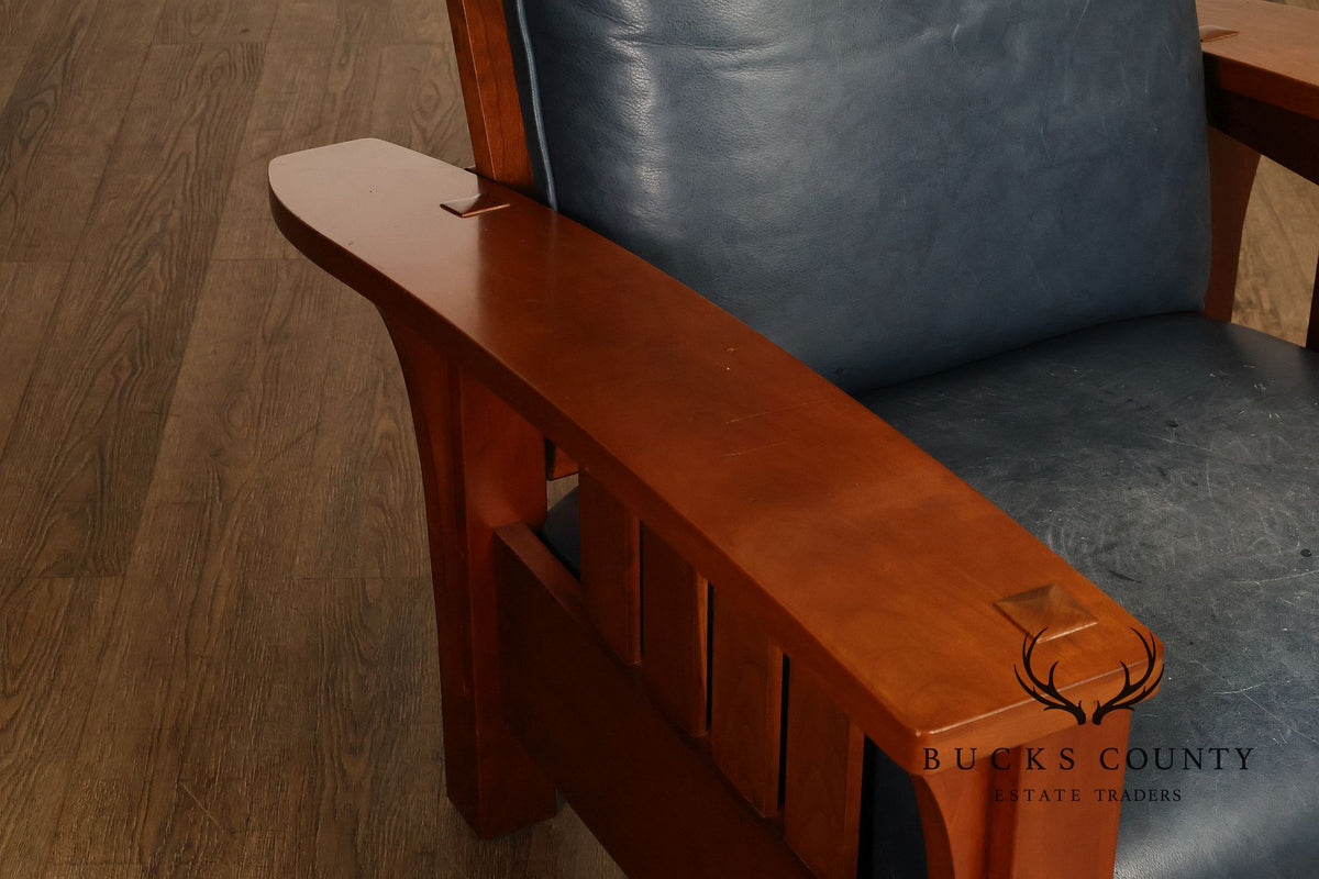 Stickley Mission Collection Cherry Bow Arm Morris Chair and Ottoman