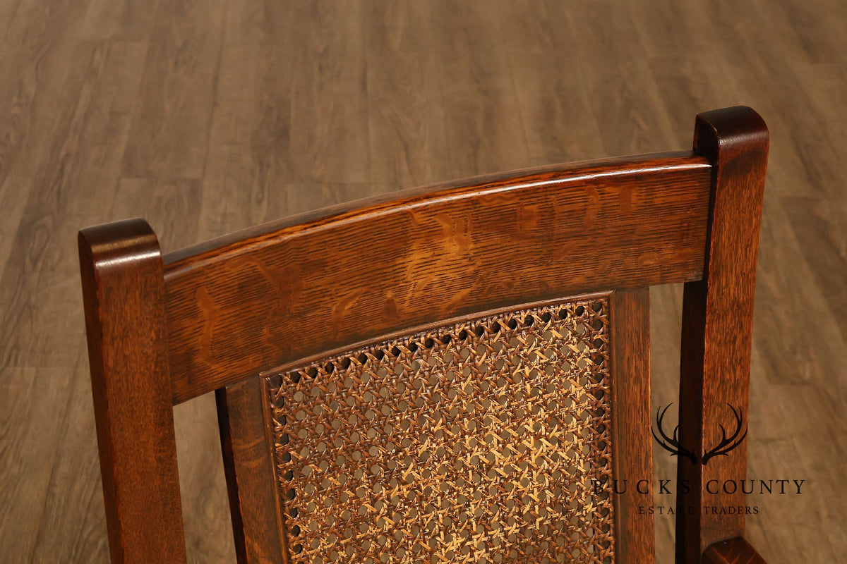 Rittercraft Arts & Crafts Cane Back Oak Armchair
