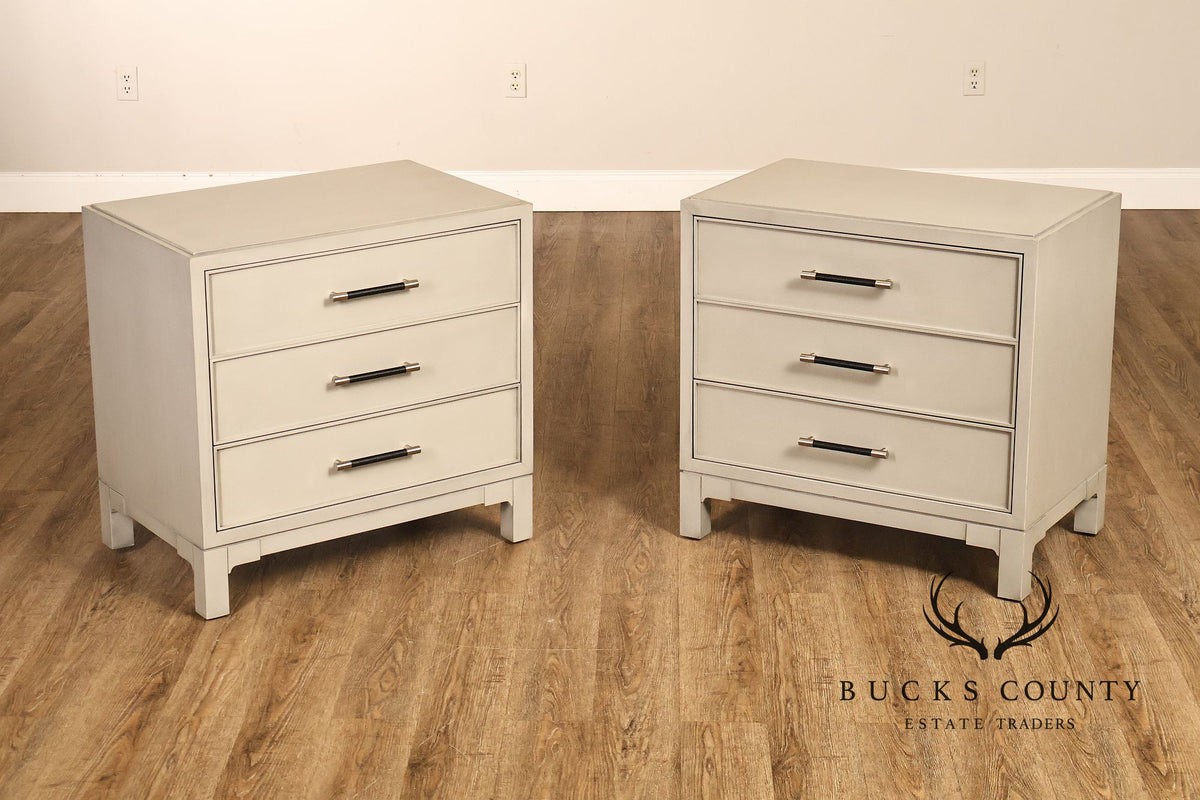 Vanguard Furniture Contemporary Pair Of Grey Three Drawer Chests Night Stands