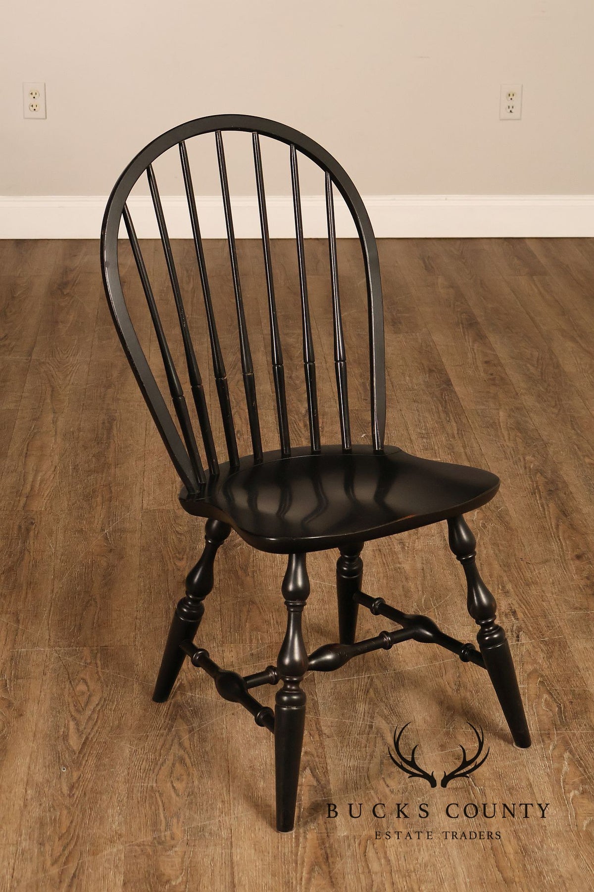 Nichols And Stone Set Of Six Black Windsor Dining Chairs