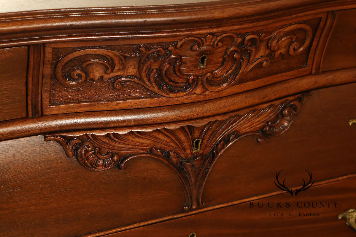Antique R. J. Horner Carved Mahogany High Chest Of Drawers With Mirror