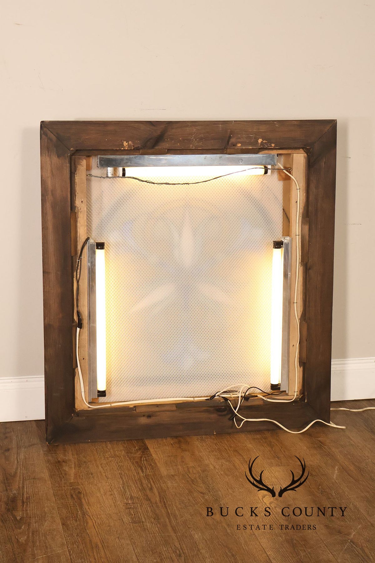 Illuminated Stained Glass Decorative Wall Panel In Wood Frame