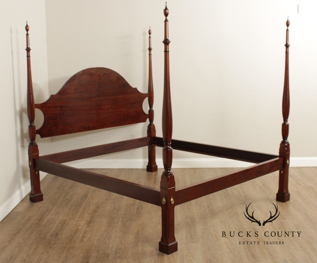 Custom Quality Federal Style Carved Mahogany California King Poster Bed Frame