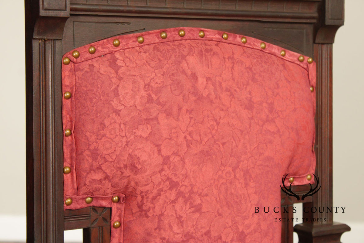 Antique American Gothic Revival Throne Chair