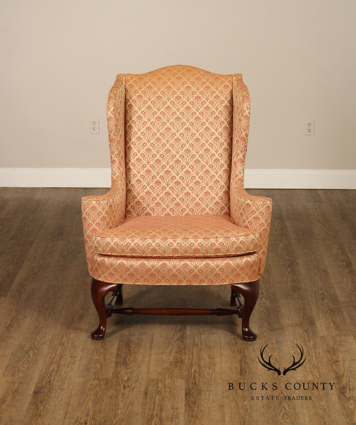 Hickory Chair Queen Anne Style Mahogany Wingback Armchair