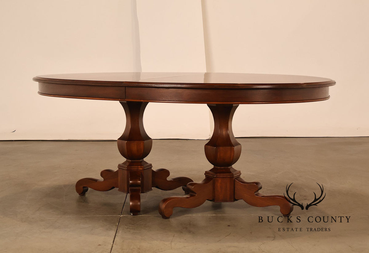 Henredon Oval Double Pedestal Extension Dining Table With Three Leaves