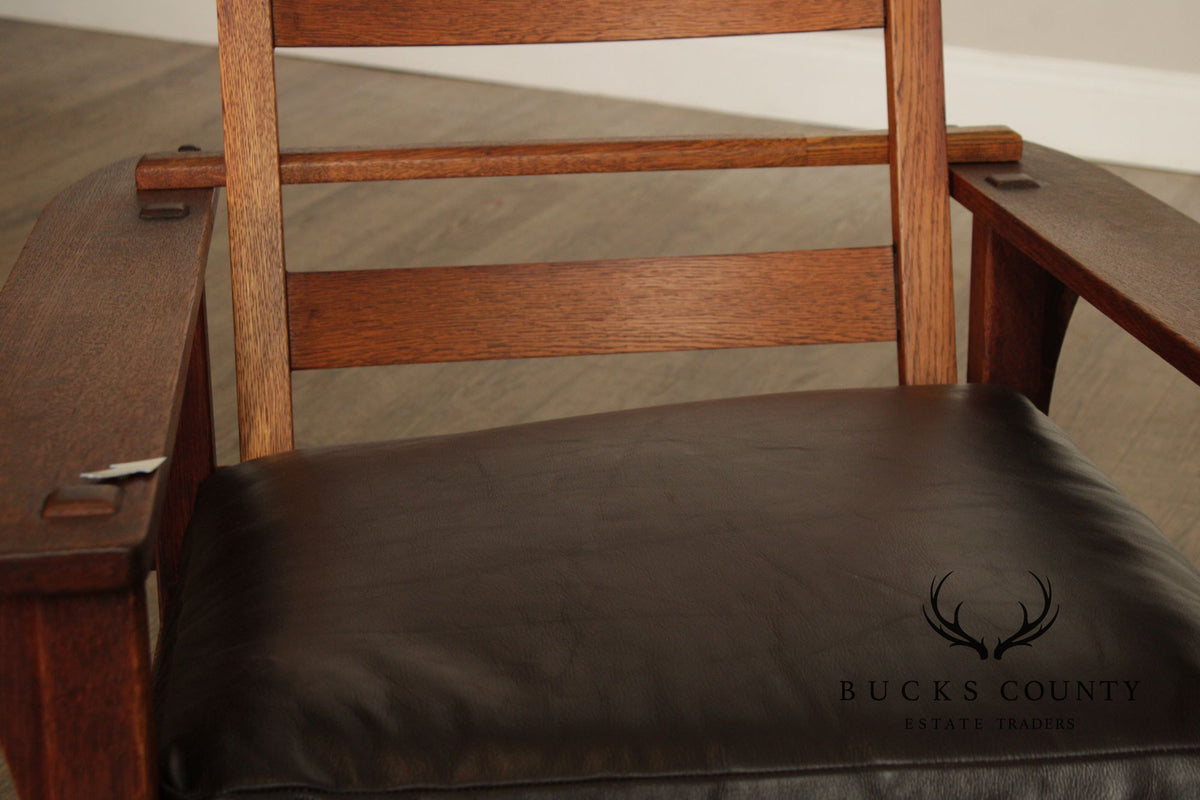 Antique L. & J.G. Stickley Mission Oak Morris Rocker