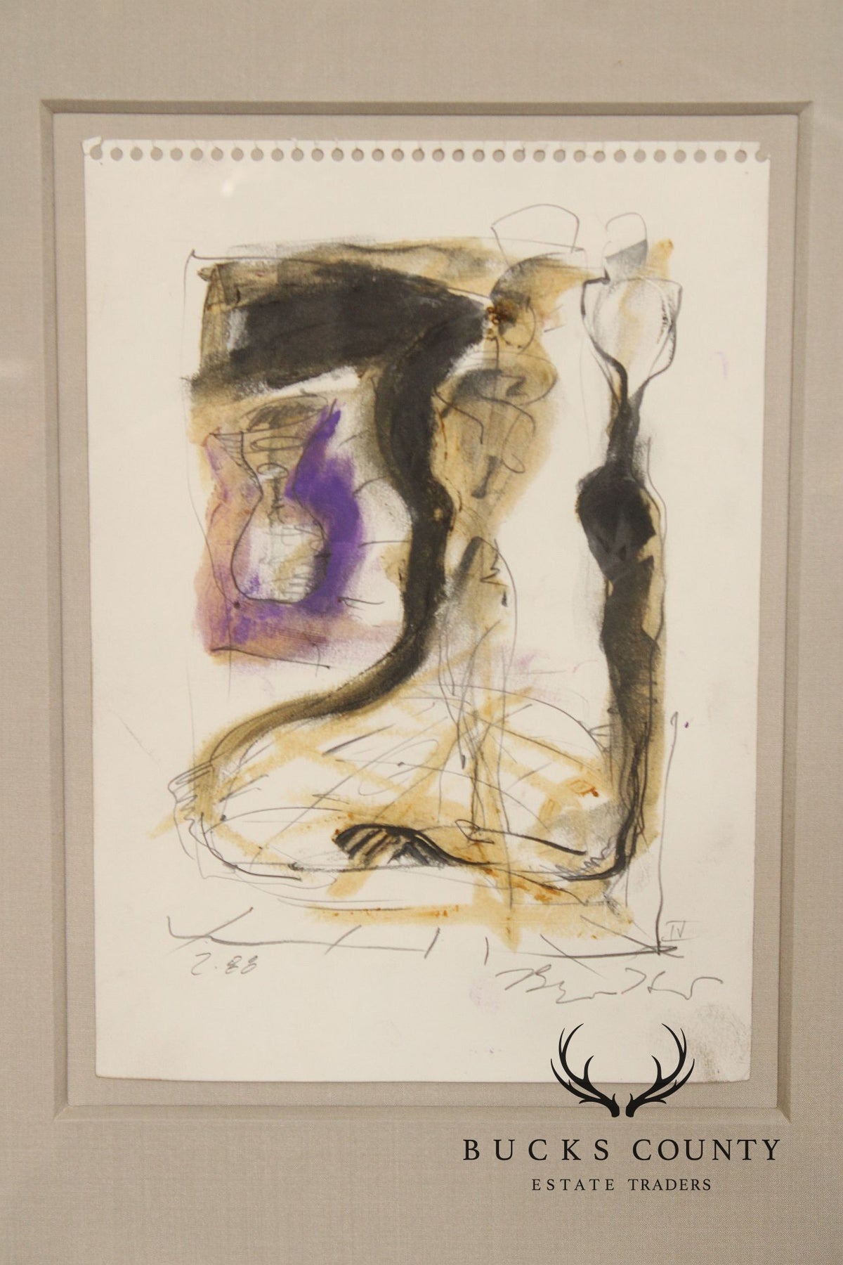 Bryan Hunt Abstract Graphite on Paper, 'Four Movements IV'