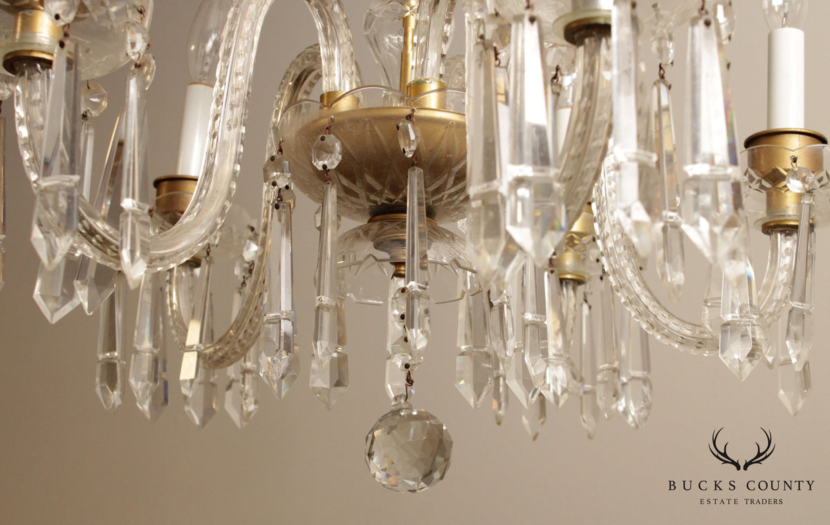Antique Maria Theresa Style Crystal and Brass Chandelier