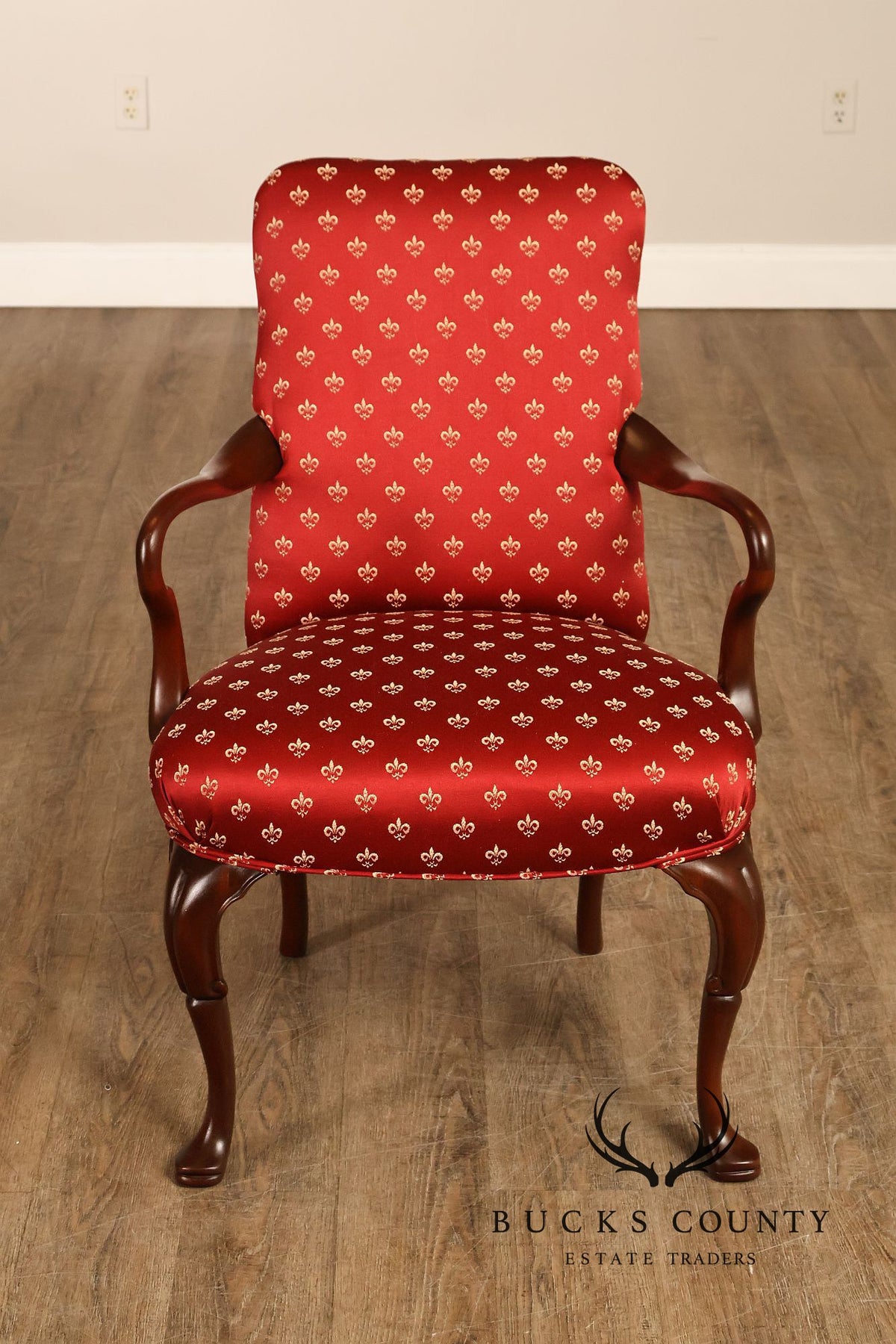 Queen Anne Style Mahogany Library Armchair