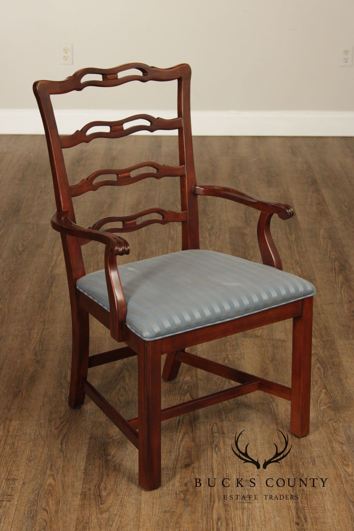 Drexel Heritage Chippendale Style Set Of Four Mahogany Ladder Back Dining Chairs