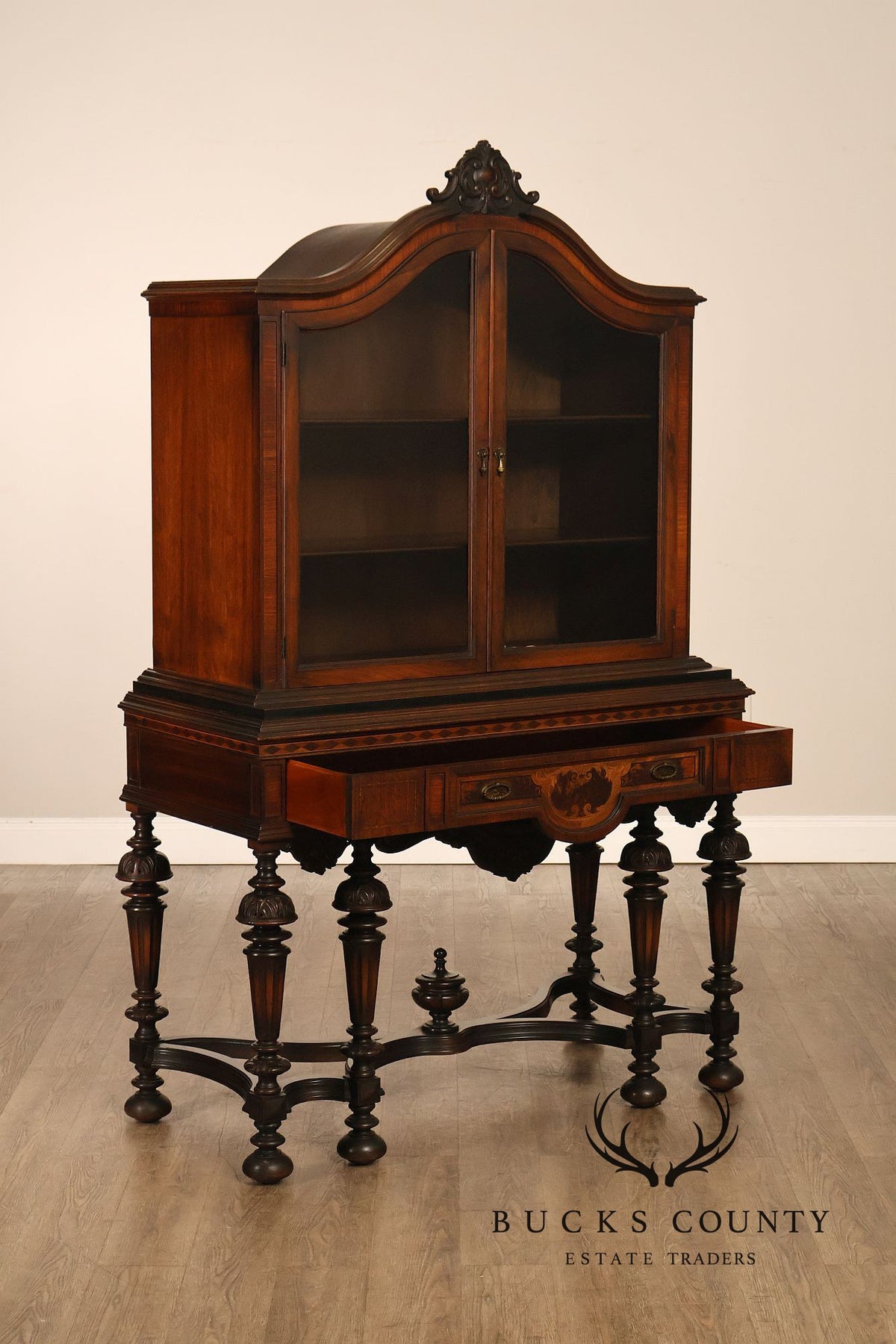 Rockford Republic Furniture Company 1920's Walnut China Display Cabinet