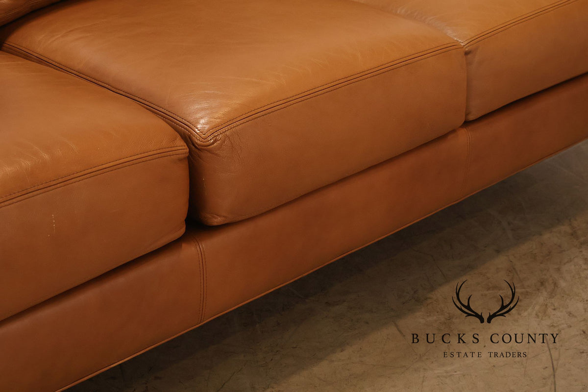 Ethan Allen 'Hyde' Three-Seat Leather Sofa