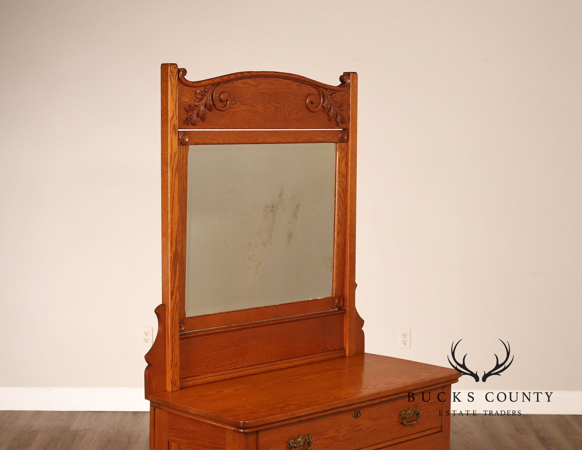 Paine Furniture Renaissance Revival Oak Dresser with Mirror