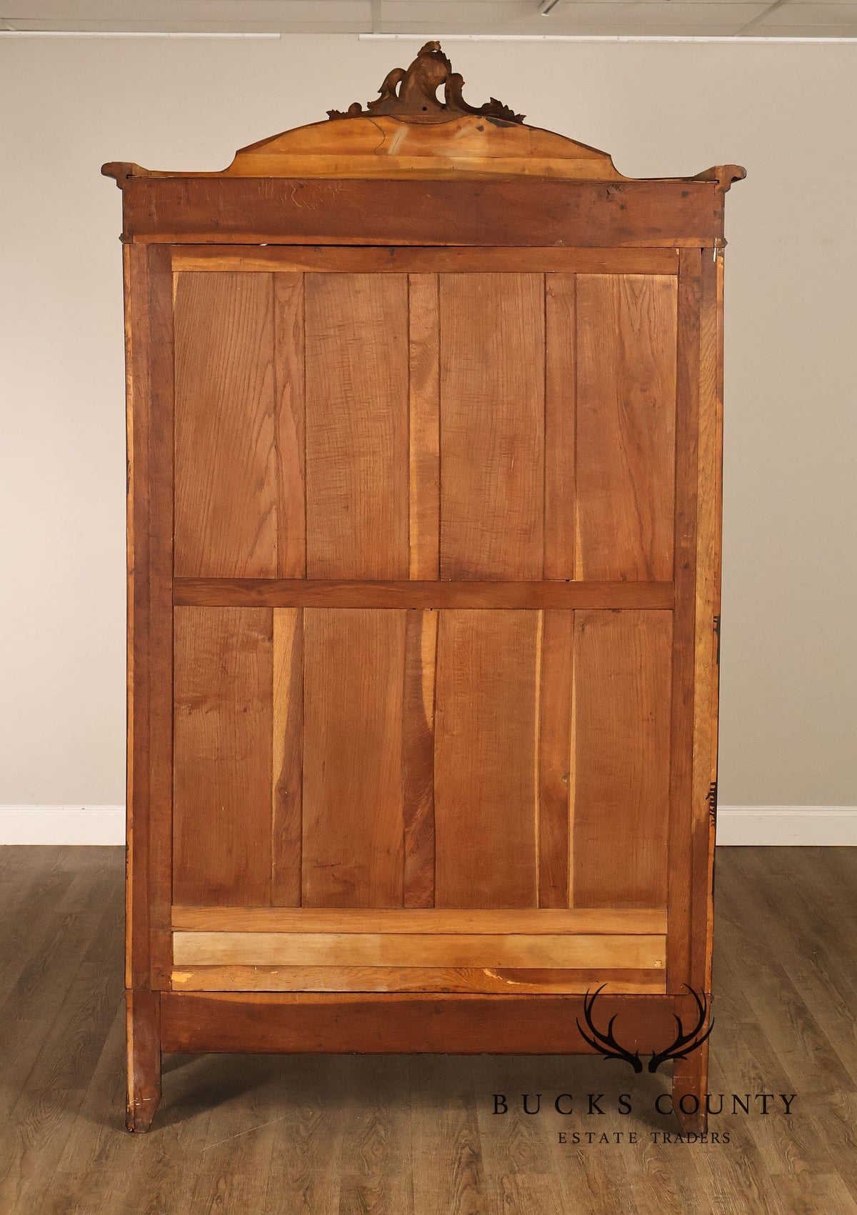 French Louis XV Style Antique Carved Mahogany Mirrored Armoire