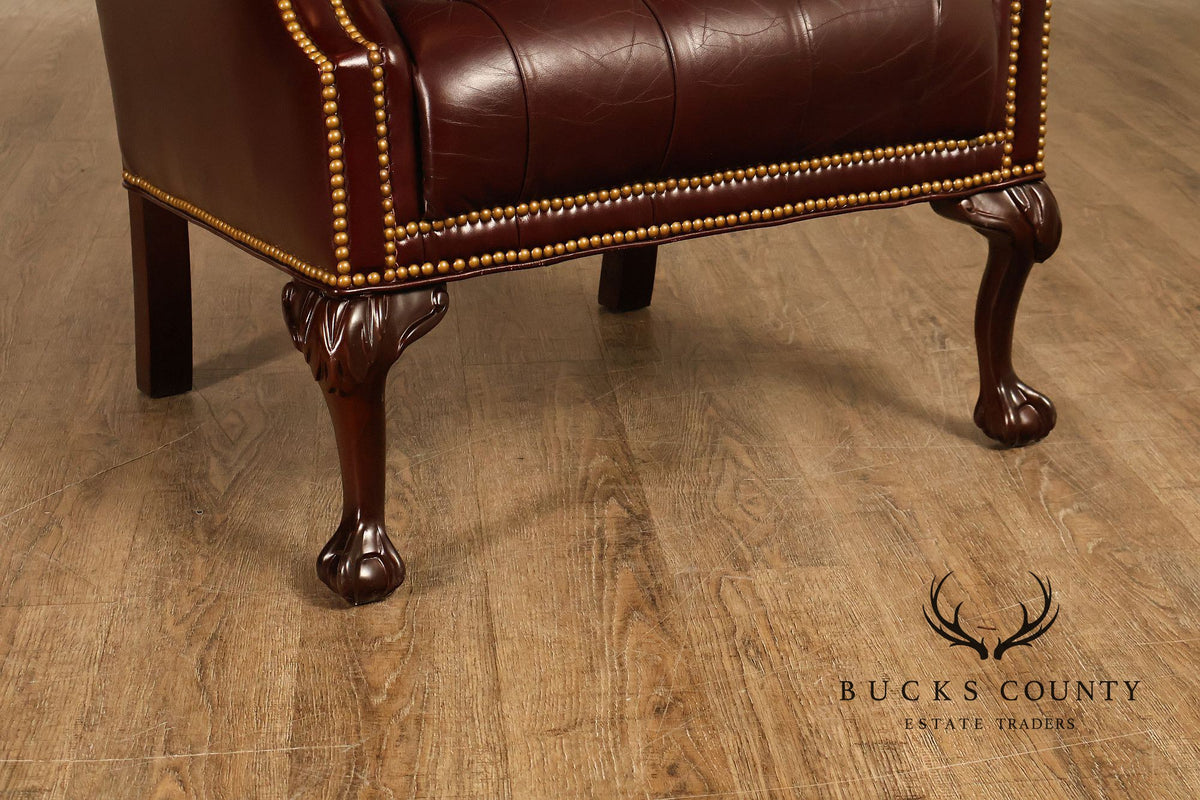 Leathercraft Chesterfield Style Tufted Oxblood Leather Wing Chair