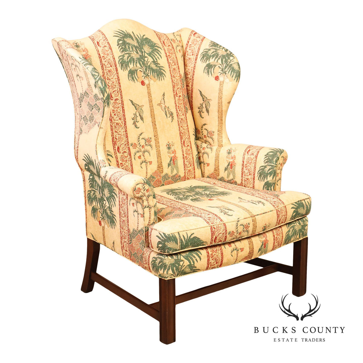 Kittinger Williamsburg Adaptation Chippendale Style Mahogany Wing Chair