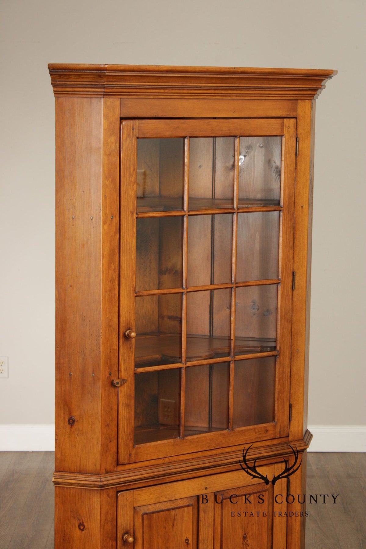 Custom Crafted Solid Pine Farmhouse Corner Cabinet