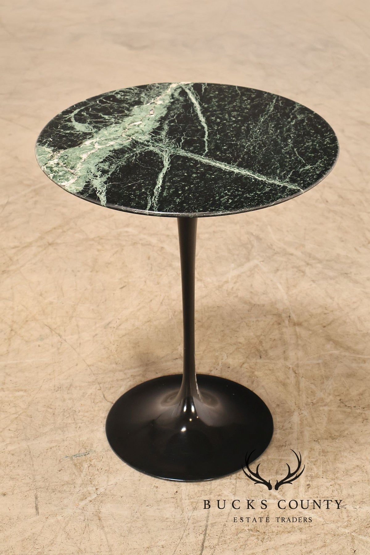Knoll Saarinen Round Green Marble Tulip Side Table