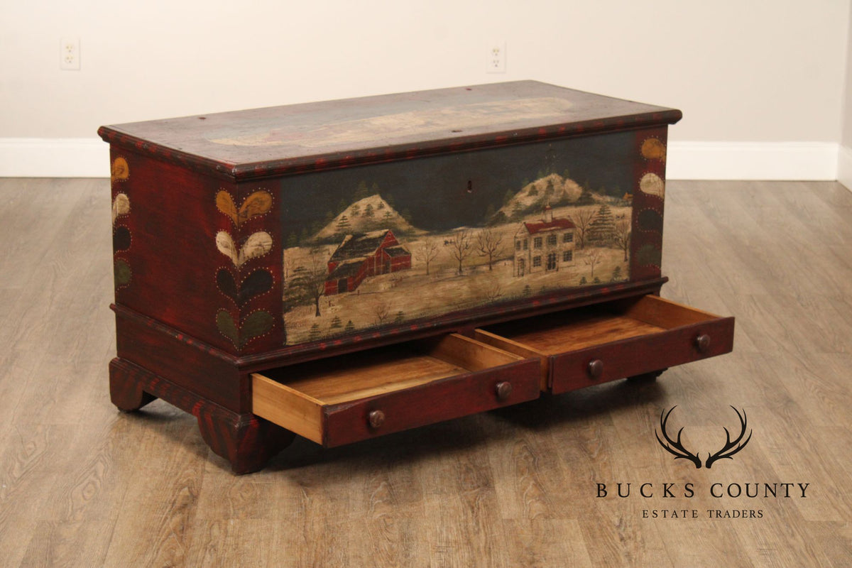 Antique Folk Art Painted Blanket Chest