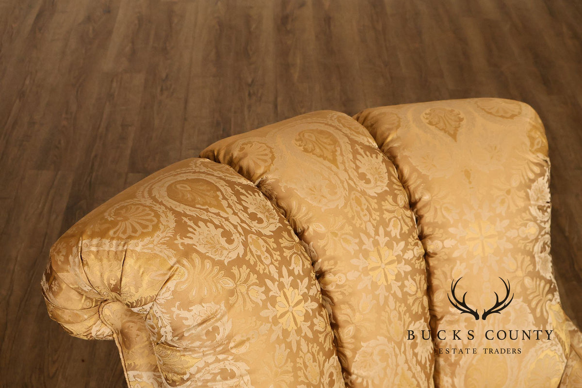 TRS Furniture Traditional Gold D amask Upholstered Lounge Chair And Ottoman