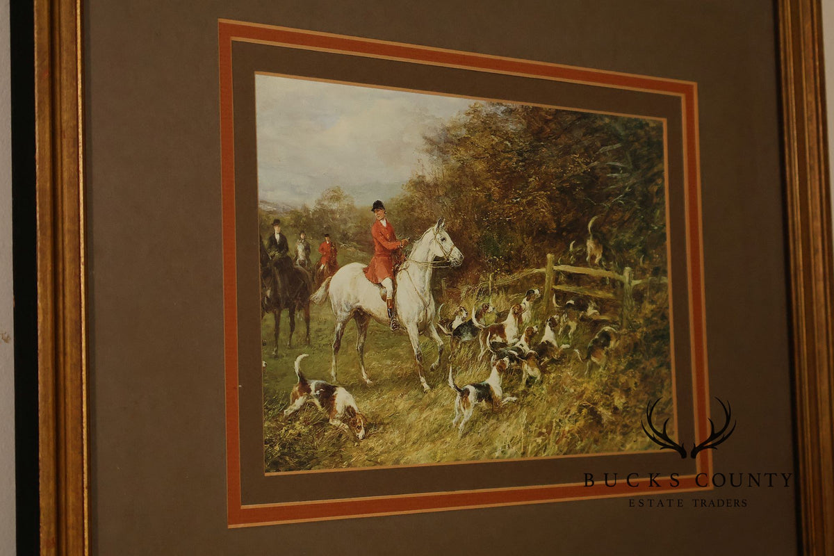 Set of Four Vintage Fox Hunt Scene Framed Prints