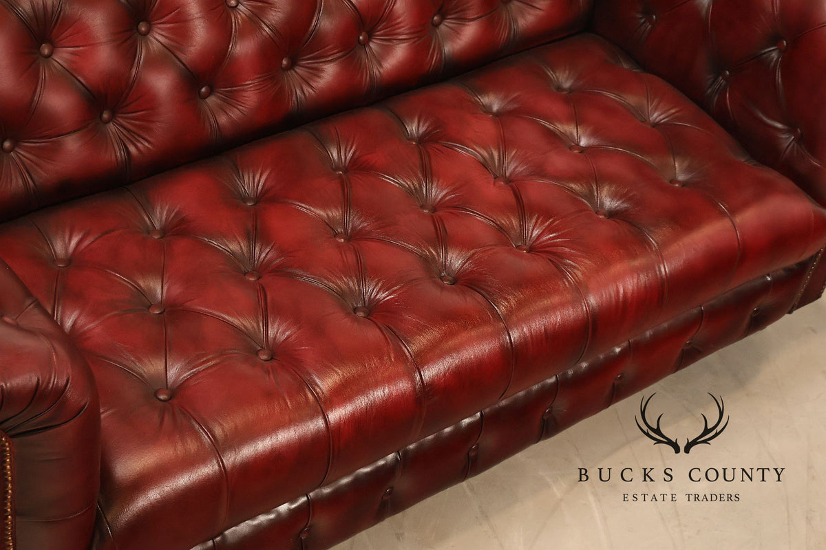 Chesterfield Style Oxford Red Leather Sofa
